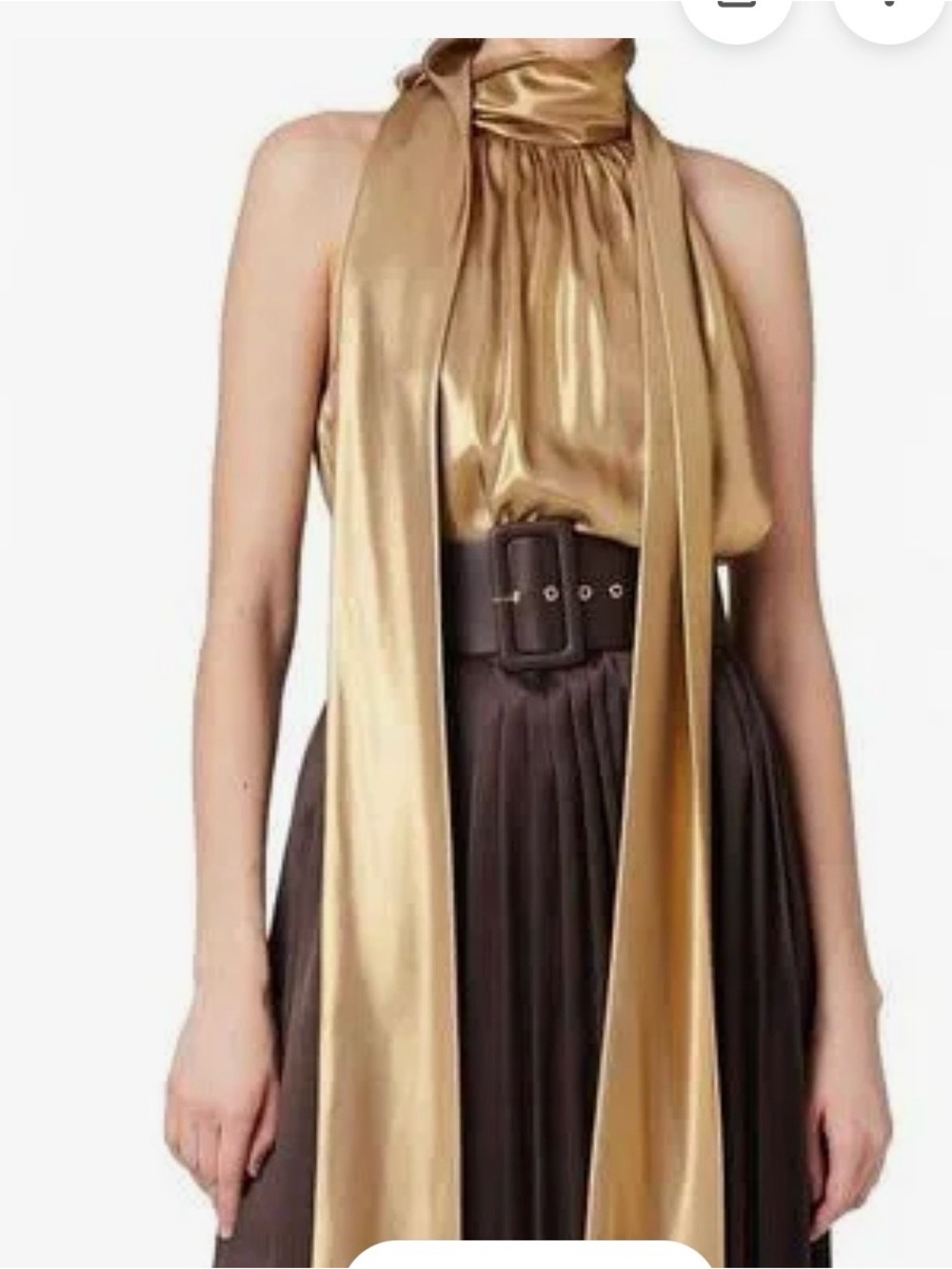 New Toccin Hattie Sleeveless tie-neck Top Shirt Size S Color Bright Gunmeta $395